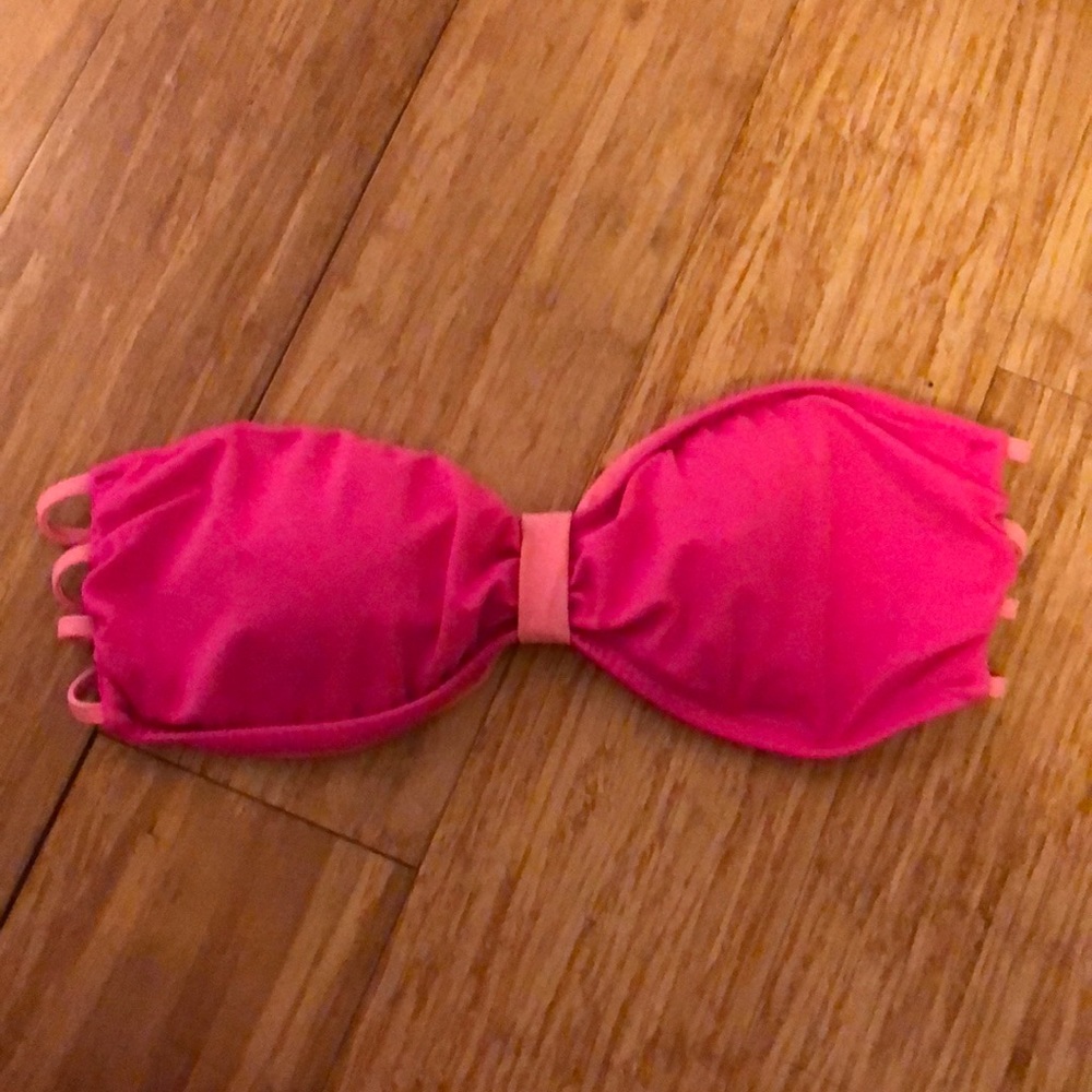 VS PINK HOT PINK STRAPPY BANDEAU BATHING SUIT TOP